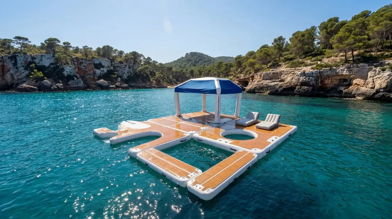 Inflatable beach club for superyachts — floating ocean lounge by GSE Inflatables